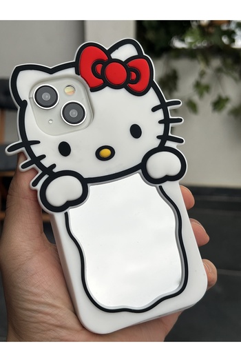 EDELFU Soft Phone Case with Mirrored Kitti Pattern Compatible with iPhone 15 and 14, 13