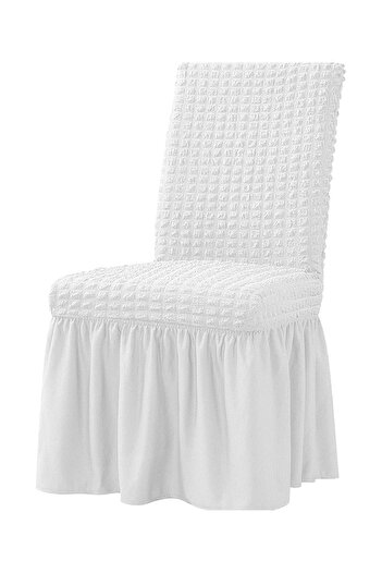 textilehome Set 6 huse scaune, elastice si creponate, cu volane
