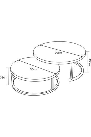 Türkiye Set of 2 Modern Nest of Tables Nesting Coffee Tables for Living Room Round Sofa Side End Table Livin