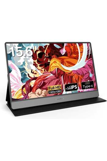 Koorui Portable Monitor 15.6inch Laptop Monitor 1080P FHD USB C HDMI Second Monitor IPS Display w/Pr