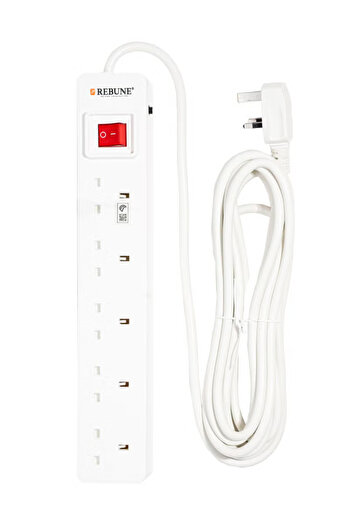 rebune 5-Port Power Extension with a 5-Meter Cable and 2990W Power RE800-5M