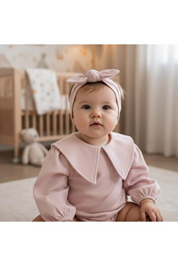 Serackids Baby Girl Cotton Alisa Romper Jumpsuit Set with Bandana and Snaps at the Bottom Newborn Baby Set