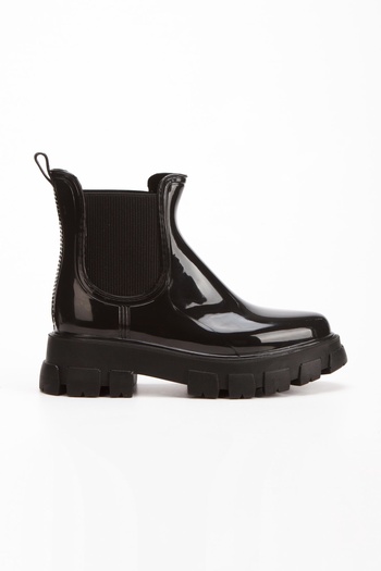 OZYO Ducie Londan Black Polyurethane Sole Rain Boots