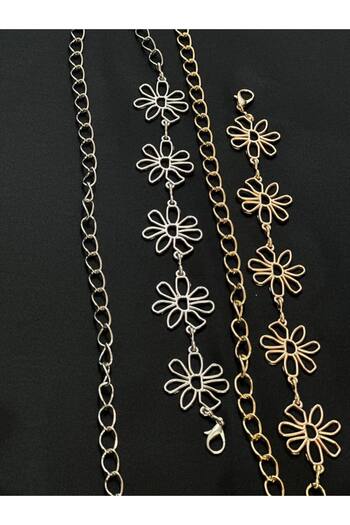 Fiori Papatya Gold and Silver Detailed Women's Waist Chain Waist Belt, Dress Belt, Skirt Belt, Trouser Belt