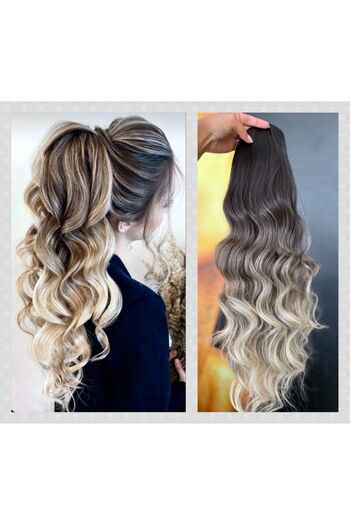 Oskar Ponytail Look Balayage dark brown/light blonde hair with string