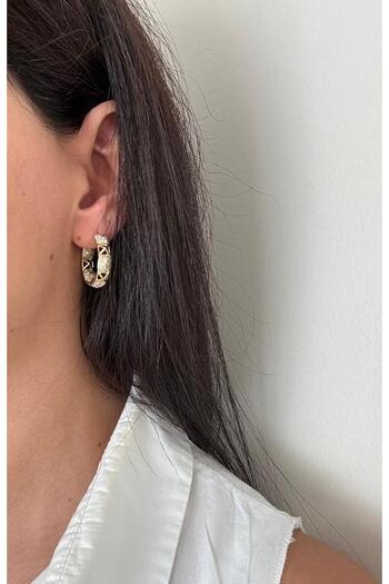 marsel aksesuar Xuping Medium Size Silvery Gold Hoop Earrings
