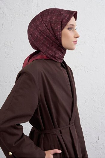 Armine Tivil Pure Silk Scarf 9405 - 80 Burgundy Mixed Pattern
