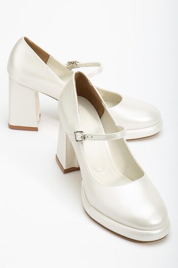 Dilimler Ayakkabı Women's Thick Platform Heeled Shoes with Faux Leather Hard Hat