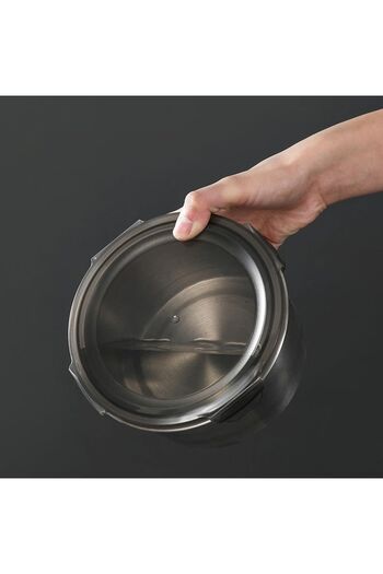 MOSTAFA Food storage container, stainless steel with airtight plastic lid, 2200ml