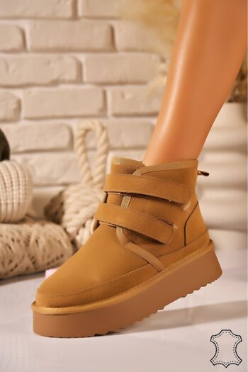 Joana Camel Suede Women's Boots - Cozy Fur Lined, 8cm Heel