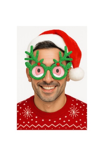 OEM Festive Christmas Glasses, Reindeer Ears, Ideal for parties, celebrations, Adults and children, Gree