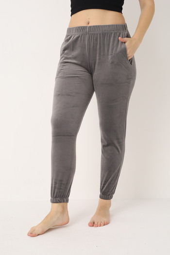 NETLY Women's French Velvet Comfortable Pajama Bottoms with Pockets - Elasticated Legs - (Altinay)