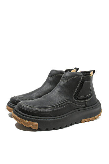 OTTER Men's chunky black boots made of genuine leather OTR 70002