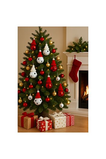 OEM Decorative Christmas tree bell globe, with handmade Santa Claus hat, Metal/Textile, 8.5 X 6 C
