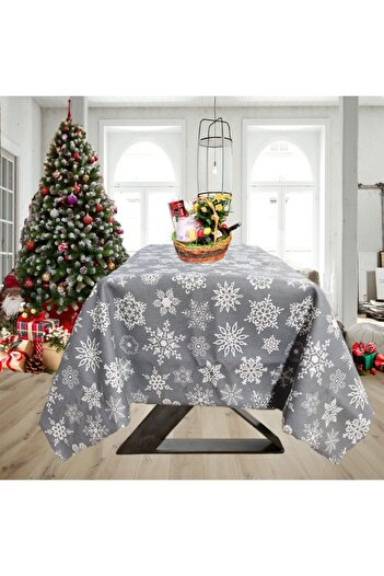 Kotonia Home Tablecloth Winter 20, 100% cotton, gray with Christmas motifs, 180x180 cm