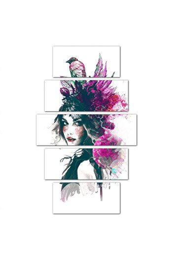 Generic Wall panel - drawing of an imaginary woman - M1553 - divided into five graduated pieces - 1