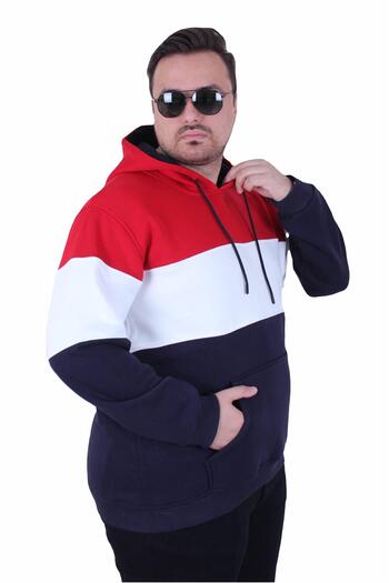 MocGrande Large Size Hooded 3Ip Sweat Mg 25725 Red