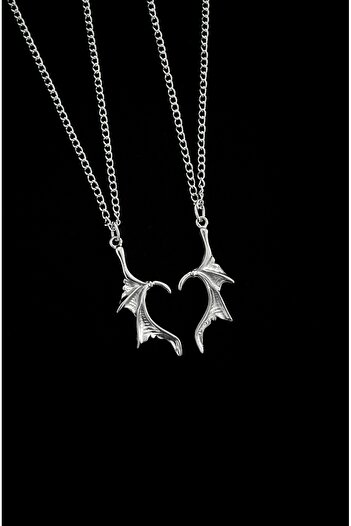 DarkellaStore Gothic Gothic Punk Bat Wing Friendship Necklace, Bat Wing Couple Necklace, Lover Necklace