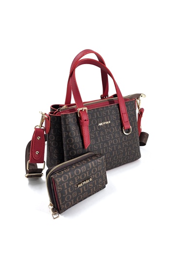 Just Polo Set of 2 Women's 4-Compartment Shoulder and Handbag Wallet Combination
