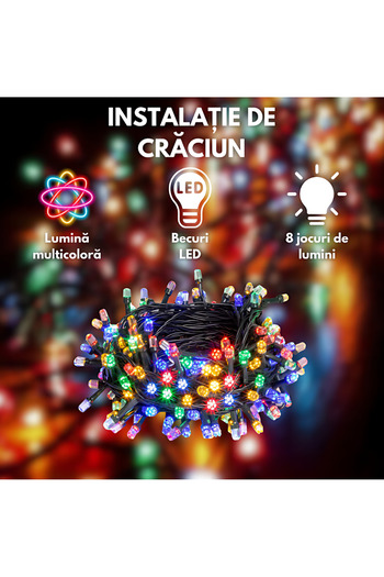 esimplu Christmas Roll Installation, 480 White LED Bulbs, 100 m Linear, Indoor/Outdoor, Multicolor