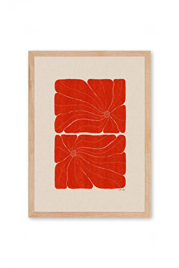 Push Studio Tangerine Flow Poster - Doğal Ahşap Çerçeveli Tablo