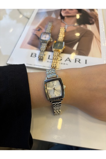 Bluemix Aksesuar Rectangular Dial Steel Women's Wristwatch