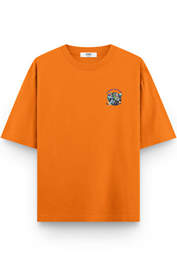 Overoz Toy Story T-Shirt Semi-Oversize Back Printed Orange Toy Story Tshirt 1391