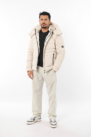 Rodrigo Men's Inflatable Tight Fiber Filling Detachable Hood Thick Winter Coat