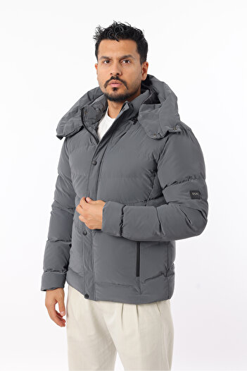 Rodrigo Men's Inflatable Tight Fiber Filling Detachable Hood Thick Winter Coat