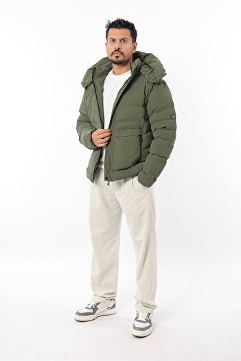 Rodrigo Men's Inflatable Tight Fiber Filling Detachable Hood Thick Winter Coat