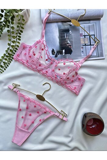 Store Kalpli Pembe Sütyen Takımı