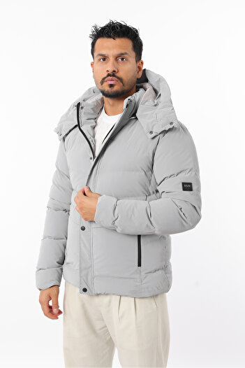 Rodrigo Men's Inflatable Tight Fiber Filling Detachable Hood Thick Winter Coat