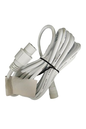 OEM 5 m Extension Cord for Christmas LED Installation, 220 Volts, Round Plug, Rubber, White Cable