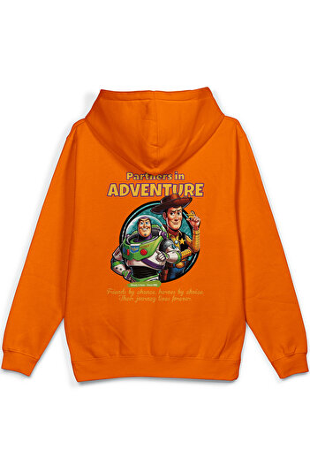 Overoz Toy Story Back Printed Oversize Hooded Sweatshirt Orange Hoodie H1391