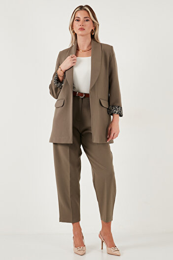 Lela Regular Fit Classic Collar Patterned Lining Detailed Blazer Jacket Jacket 6839227
