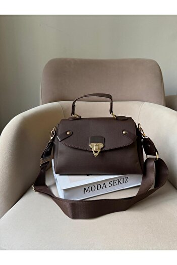 Moda Sekiz Women's Wide Crossbody Strap and Shoulder Bag with Clip Detail