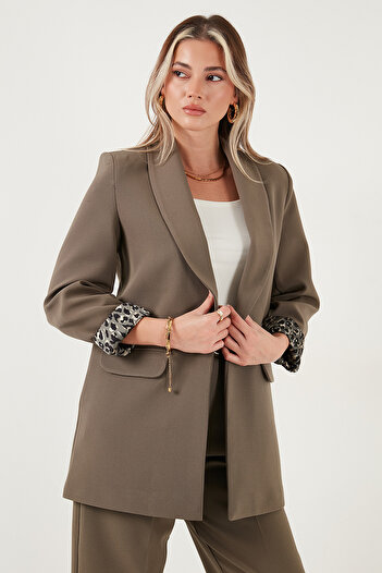Lela Regular Fit Classic Collar Patterned Lining Detailed Blazer Jacket Jacket 6839227
