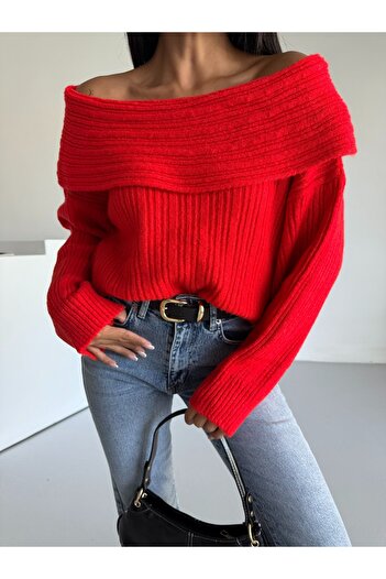 AlanTeks Degaje Madonna Collar Comfortable Fit Women's Knitwear Sweater