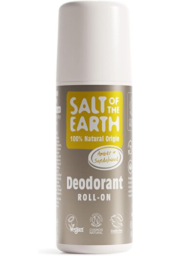 Saltoftheearth Salt of The Earth Natural Deodorant Roll-On Amber & Sandalwood - 100% Natural Ingredients, Effective