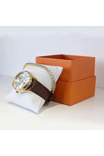 velve Matteo Ferari Waterproof elegant watch set, eco-leather strap and matching bracelet, One Heart