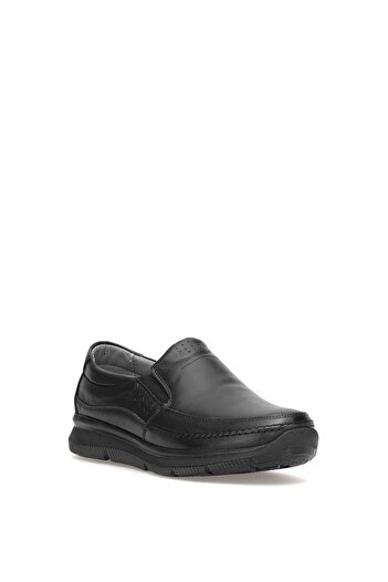 Ayakkabı Fuarı Ανδρικά παπούτσια Casual από γνήσιο δέρμα Elit SLBERL02 Μαύρα