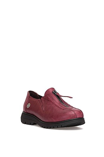 Mammamia D25Ka-845 Women's Genuine Leather Casual Shoes Claret Red
