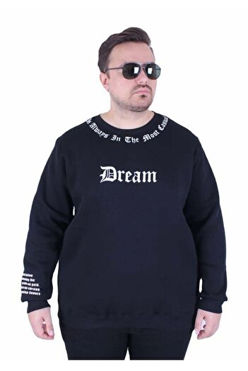 Starbattal Large Size Crew Neck 3Ip Sweat Dream 25715 Black