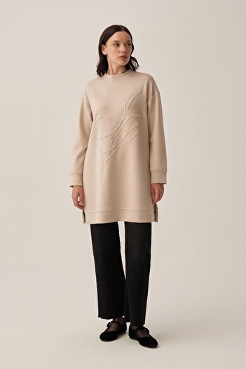 ALLDAY Stone-Soft Textured Embroidered Sweatshirt