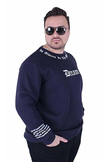 Starbattal Large Size Crew Neck 3Ip Sweat Dream 25715 Navy Blue