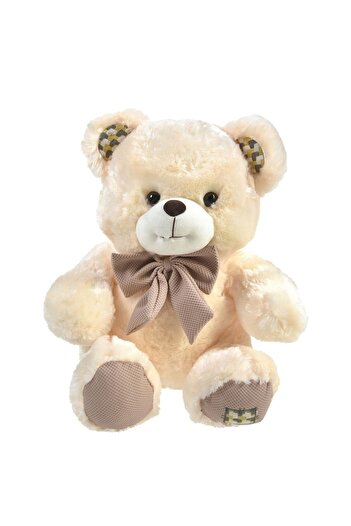 SHOPIENS Plush Teddy Bear, Classic Model, Beige, 40 cm, Brown Bow, MYONNA IT & E- COMMERCE ®