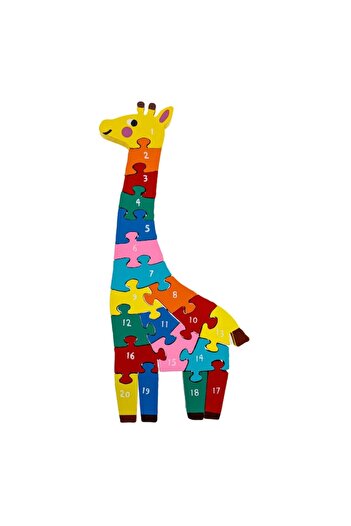 SHOPIENS Educational Wooden Puzzle, Giraffe, 11x28cm, Multicolor, Numbers 1-20, MYONNA IT & E- COMMERCE ®
