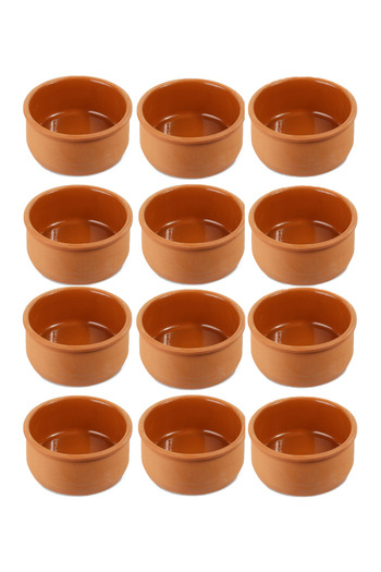 ELEGANT HOME Set of 12 healthy ceramic-coated heat-resistant clay cooking pots, 14 cm