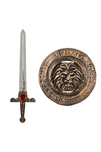 SHOPIENS Knights Weapon Set, Shield and Sword with Sound, Bronze, 2 Pieces, MYONNA IT & E- COMMERCE ®