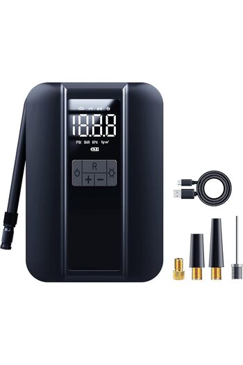 Generic Portable Tire Inflator | High Pressure, Large Battery, Auto-Stop, Digital LCD